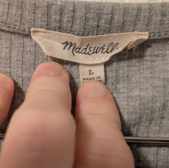 Madewell Heather Gray Ribbed Henley Bodysuit - Picture 3 of 5